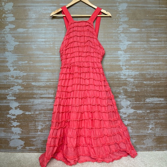 Anthropologie Maeve Eyelet Lace Tiered Midi Dress Preppy Summer Boho Womens 2 - Picture 2 of 6